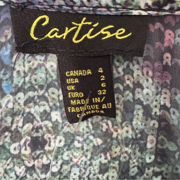 NWT Cartise Women's Print Blouse - Green and Purple Size 4 - Picture 3 of 8
